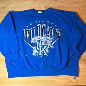 Vintage Kentucky Wildcats Nutmeg Pullover Crewneck Mens XL Blue USA Made 3D